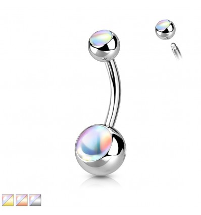 Navlepiercing med iriserende stein