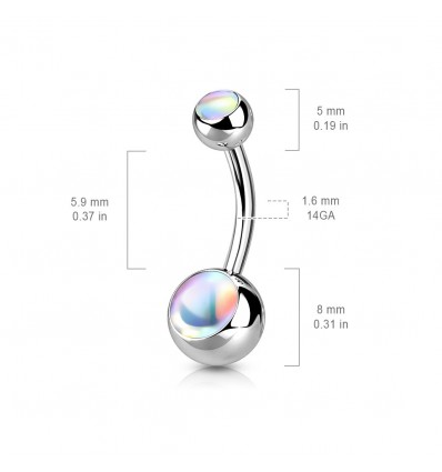 Navlepiercing med iriserende stein