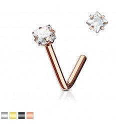 Nesepiercing med firkantet stein