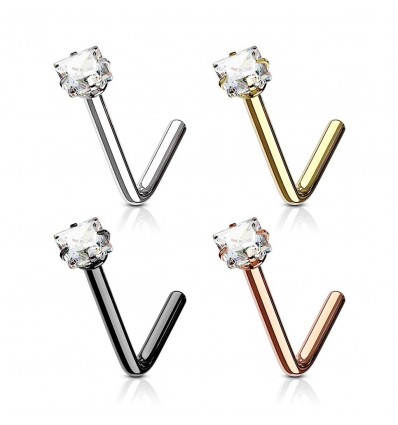 Nesepiercing med firkantet stein