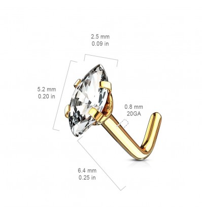 Nesepiercing med Marquise Stone