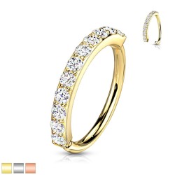 Piercing Ring med Stenkant - 0,8 mm 8 mm Guld Kirurgisk stål Klar | Piercingfabrikken.dk