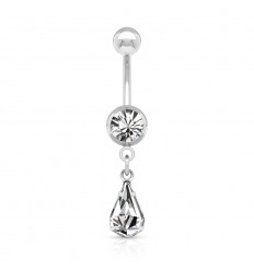 Navlepiercing med Clear Drop Pendant