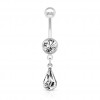 Navlepiercing med Clear Drop Pendant