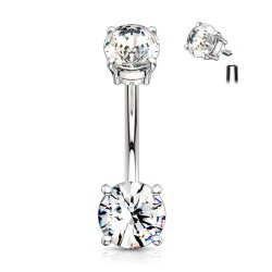 Navlepiercing med 2 Runde Sten - Guld - Christina Piercing - Kirurgisk stål 316L - Navlepiercing smykker | Piercingfabrikken.dk