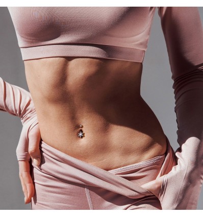 Navlepiercing med Pink Opalite Blomst