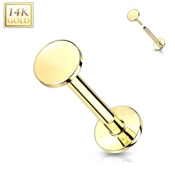 Labret med Rund Disk i Ægte Guld - Guld - Tragus Piercing - 14 Karat Guld - Ørepiercing Smykker | Piercingfabrikken.dk