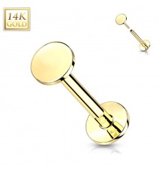 Labret med Rund Disk i Ægte Guld