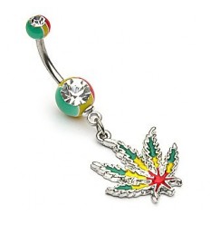 Navlepiercing med Jamaica-hampblad