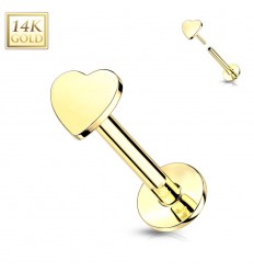 Labret i Ægte Guld med Hjerte