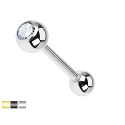 Tungepiercing med Sten - Guld Kirurgisk stål Klar | Piercingfabrikken.dk