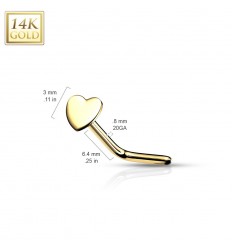 Næsepiercing med Hjerte i Ægte Guld
