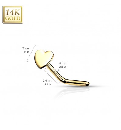 Næsepiercing med Hjerte i Ægte Guld