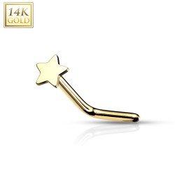 Næsepiercing med Stjerne i Ægte Guld - 0,8 mm 14 Karat Guld 3 Guld | Piercingfabrikken.dk