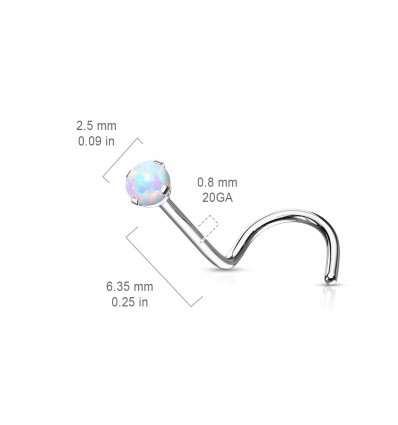 Næseskrue af Titanium med Opalite Sten