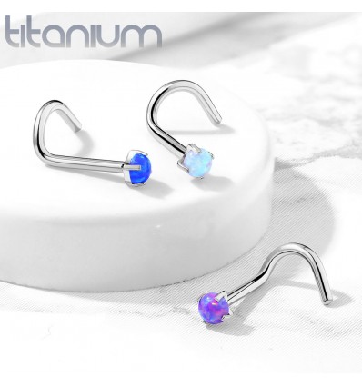 Næseskrue af Titanium med Opalite Sten
