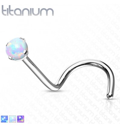 Næseskrue af Titanium med Opalite Sten