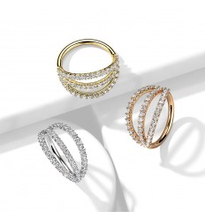 Piercing ring med trippel steinkant