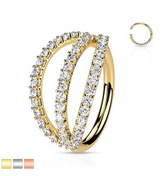 Piercing ring med trippel steinkant