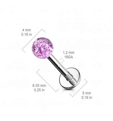 Labret med glimmerkule