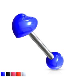 Tungepiercing med Akryl Hjerte - 1,6 mm 16 mm 8 Kirurgisk stål Plastik Sort | Piercingfabrikken.dk