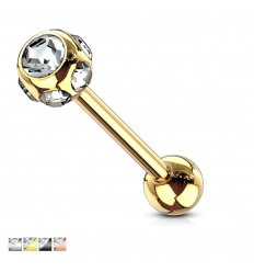 Tungepiercing med mange steiner