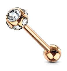 Tungepiercing med mange steiner