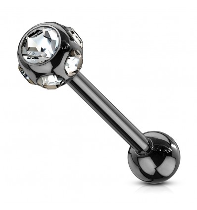 Tungepiercing med mange steiner