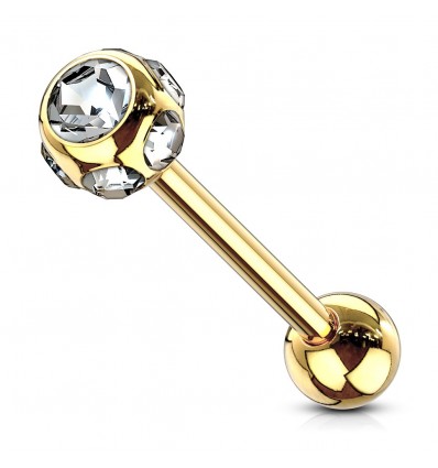 Tungepiercing med mange steiner