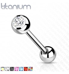Tungepiercing i titan med stein