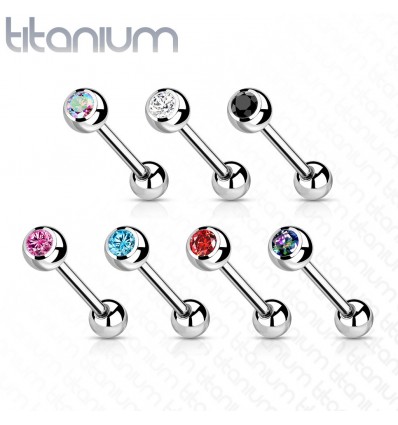 Tungepiercing i Titanium med Sten
