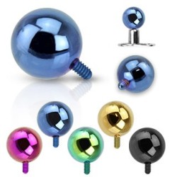 Dermal med Farvet Kugle - 1,6 mm 3 Kirurgisk stål Sort | Piercingfabrikken.dk