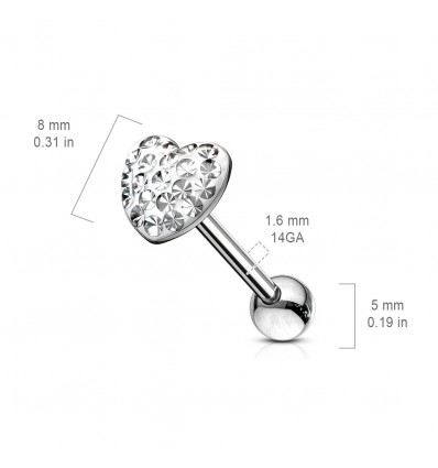 Tungepiercing med Epoxy Crystal Heart