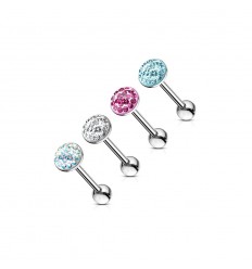 Tungepiercing med Flat Epoxy Crystal Ball