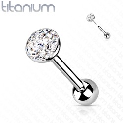 Piercing Stav med Push In Sten i Titanium - Klar - Tragus Piercing - Titanium - Ørepiercing Smykker | Piercingfabrikken.dk