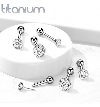 Piercing Stick med Push In Stone i titan