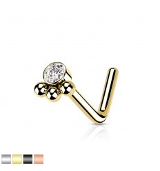 Nesepiercing med stein og 3 kuler