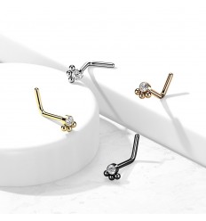 Nesepiercing med stein og 3 kuler
