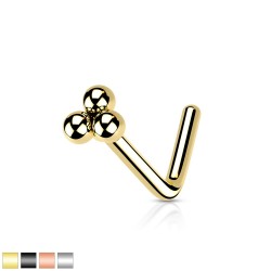 Næsepiercing med 3 Små Kugler - 0,8 mm Guld Kirurgisk stål | Piercingfabrikken.dk