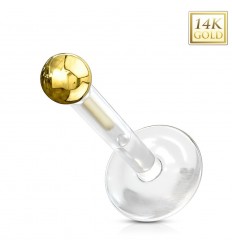 Labret i PTFE med 14 karat gullkule