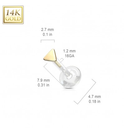 Labret i PTFE med 14 Karat Guld Trekant
