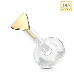 Labret med 14 Karat Guld Trekant - Guld - Tragus Piercing - 14 Karat Guld - Ørepiercing Smykker | Piercingfabrikken.dk