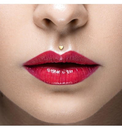 Labret i PTFE med 14 Karat Guld Hjerte