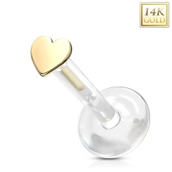 Labret med 14 Karat Guld Hjerte - Guld - Tragus Piercing - 14 Karat Guld - Ørepiercing Smykker | Piercingfabrikken.dk