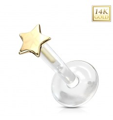 Labret i PTFE med 14 Karat Guld Stjerne