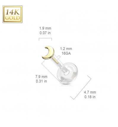 Labret i PTFE med 14 Karat Guld Måne