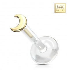 Labret i PTFE med 14 Karat Guld Måne
