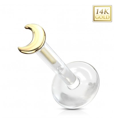 Labret i PTFE med 14 Karat Guld Måne