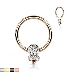 Piercing ring med 3 steiner