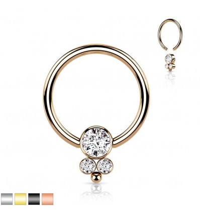 Piercing ring med 3 steiner